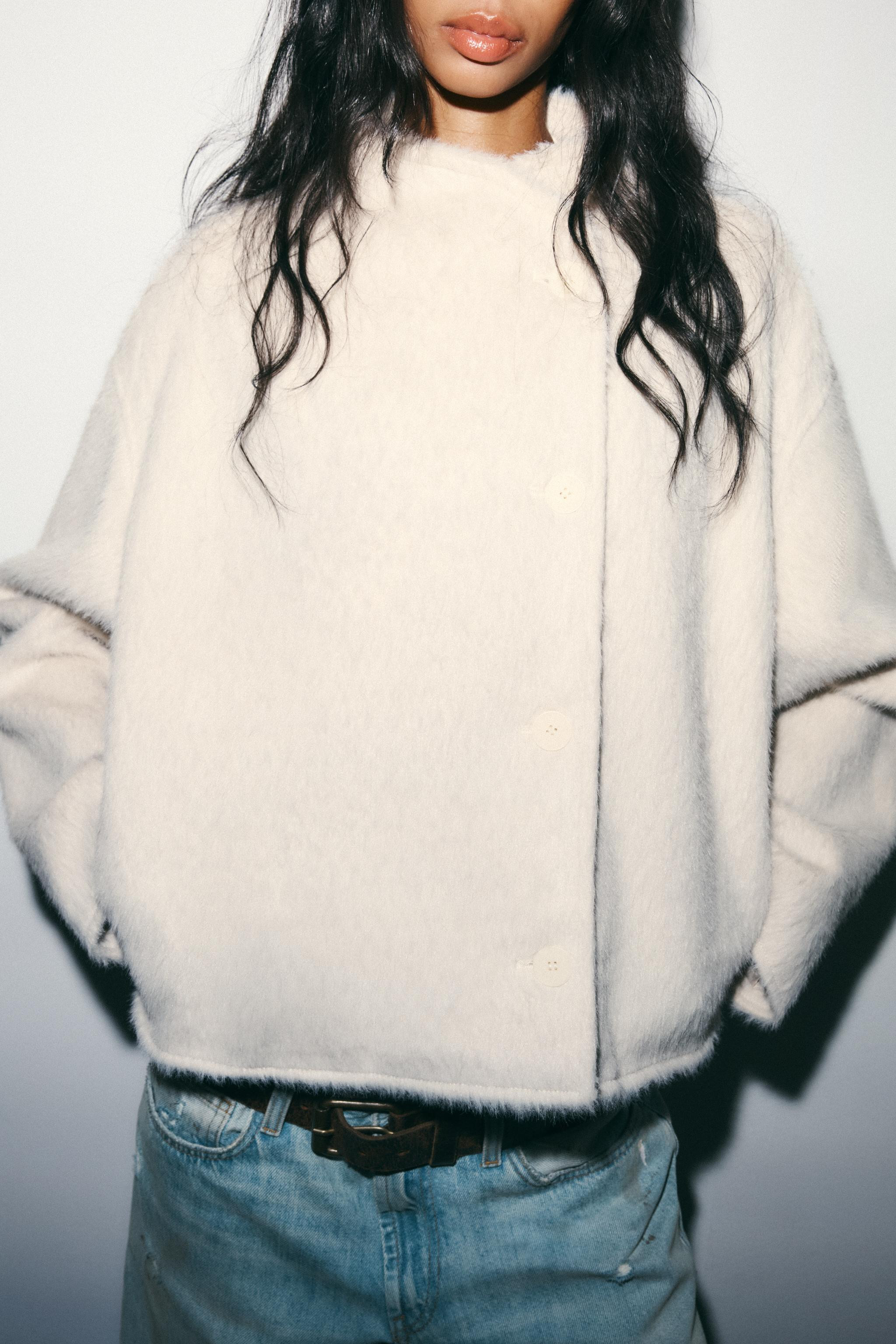 DOUBLE-BREASTED FAUX FUR JACKET | Zara UK