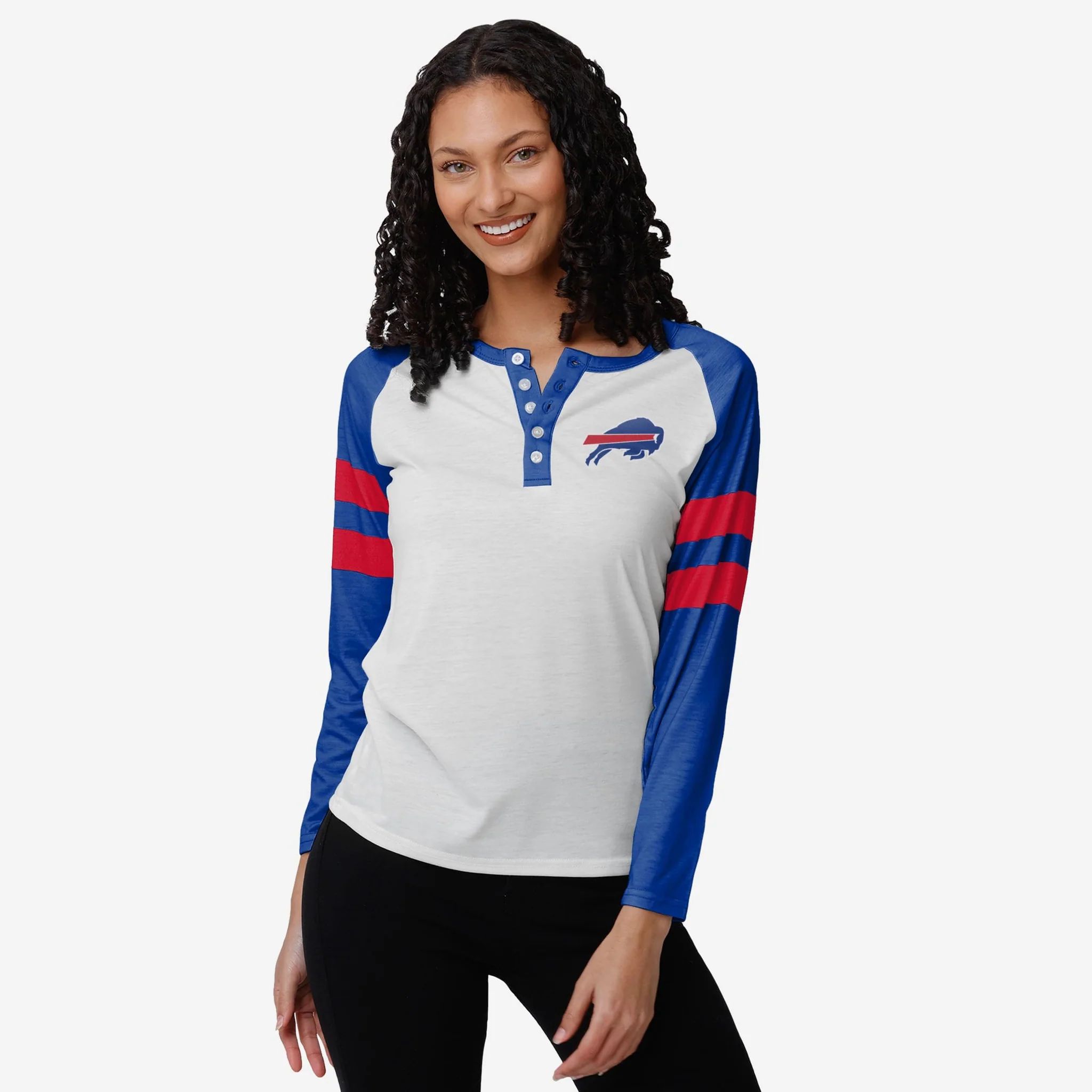 Buffalo Bills Womens Big Logo Long Sleeve Henley | FOCO inc