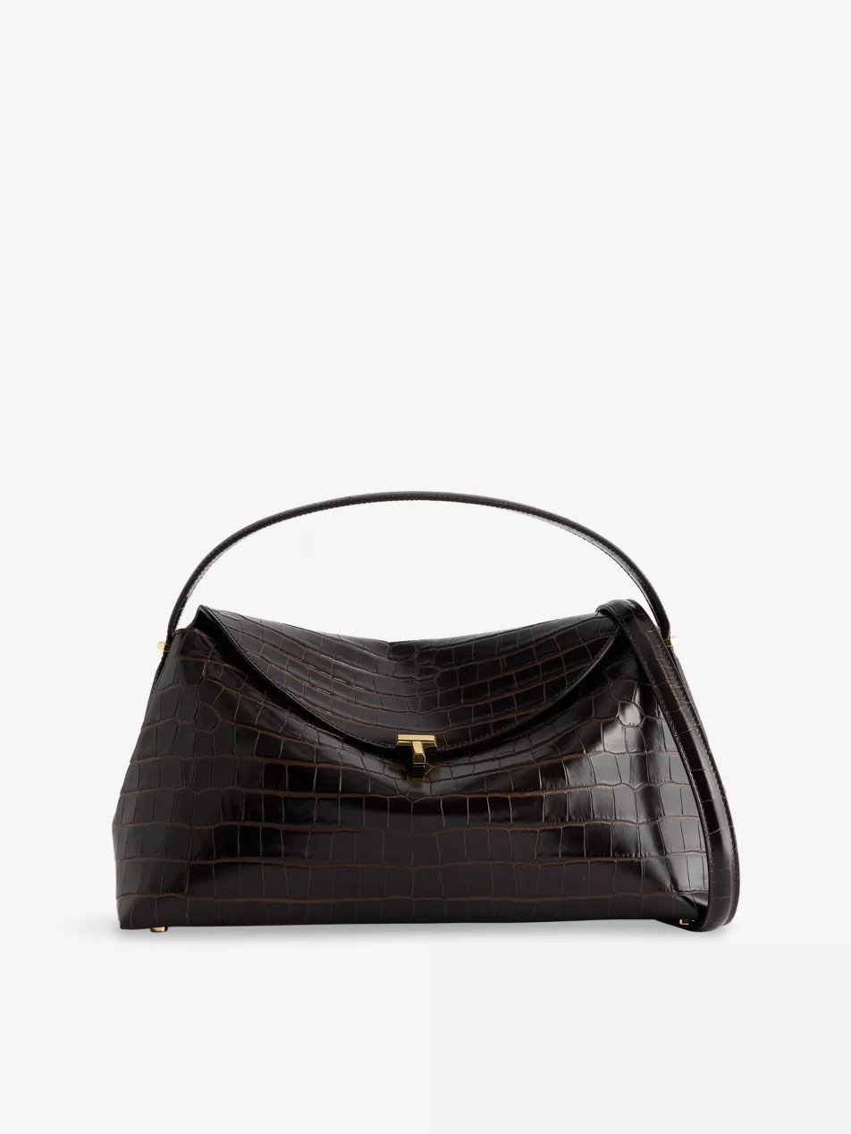 T-Lock Croco Leather Top Handle Bag | Selfridges