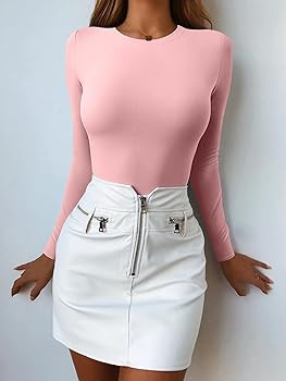 OQQ Womens 3 Piece Long Sleeve Tops Crew Neck Stretch Fitted Underscrubs Layer Tee Shirts Tops | Amazon (US)