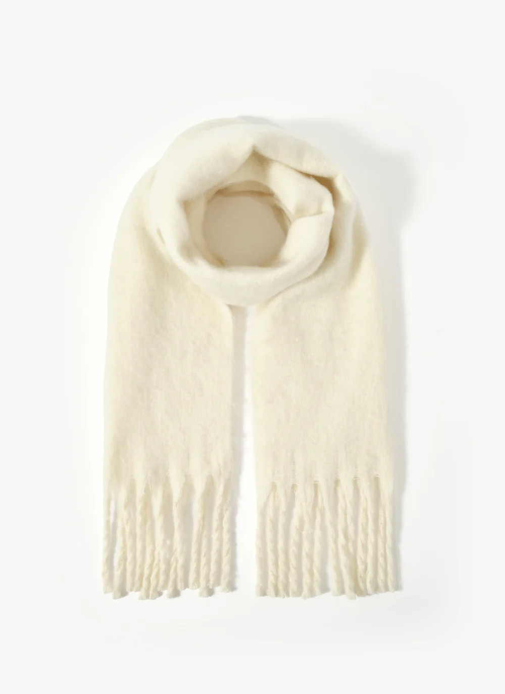 Brown Brushed Tassel Scarf | Mint Velvet - UK