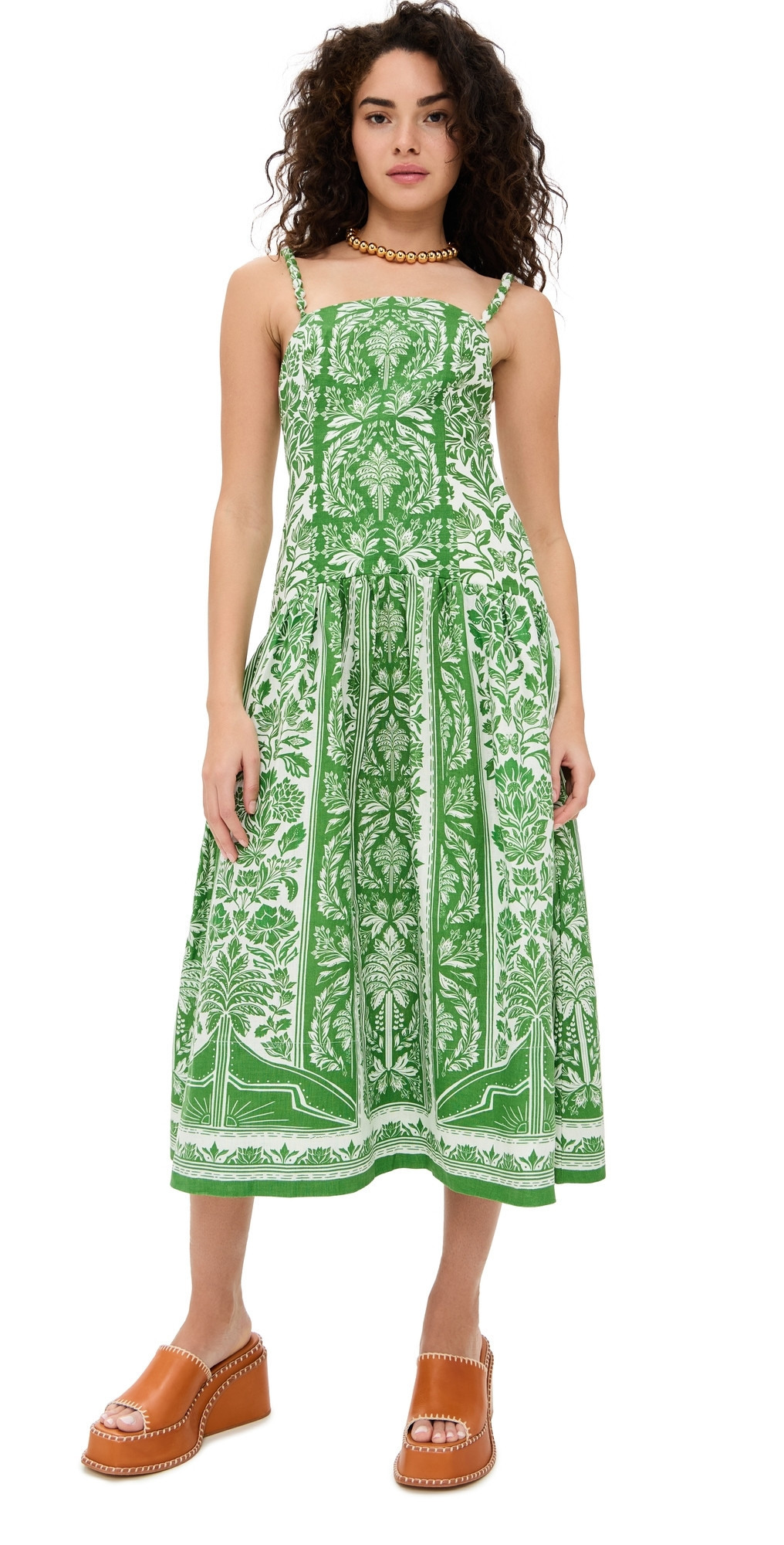 FARM Rio Delicate Tapestry Green Midi Dress Delicate Tapestry Green M | Shopbop