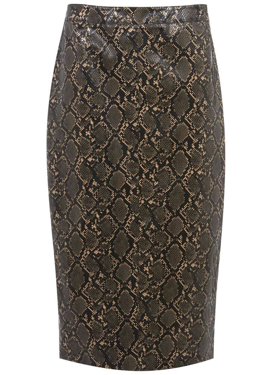 Snake Faux Leather Midi Skirt | Mint Velvet UK