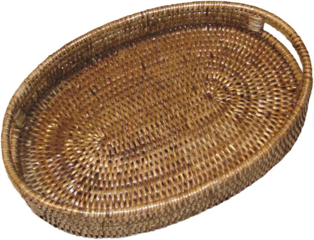 Artifacts Trading Company Rattan Small Oval Tray with Cutout Handles, 10" L x 8" W | Amazon (US)