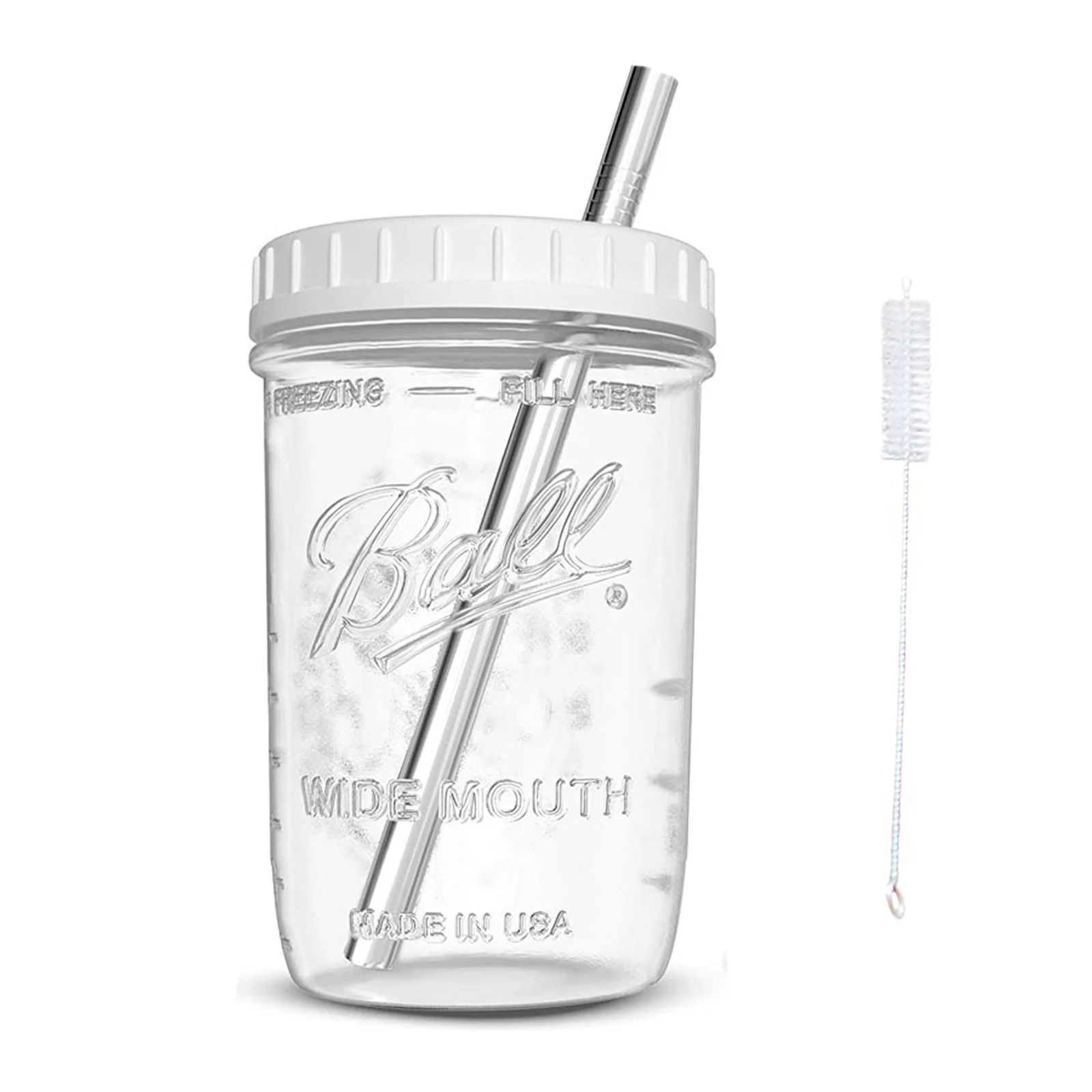 Mason Jar Plastic Lid Juice Cup Straw Cold Drink Cup Coffee Drink Glass - Walmart.com | Walmart (US)