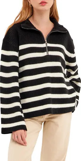 English Factory Stripe Half-Zip Sweater | Nordstrom | Nordstrom