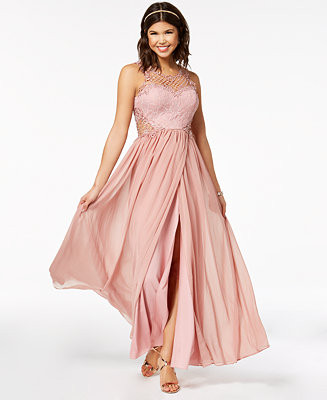 City Studios Juniors' Embellished Illusion Tulip Gown & Reviews - Dresses - Juniors - Macy's | Macys (US)