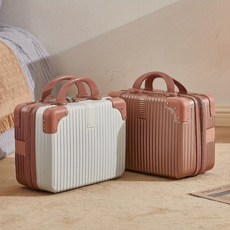 SHZHGMKJ Travel Makeup Case - Stylish Striped Solid Color Cosmetic Suitcase for Makeup Organization - Portable Cosmetic Organizer for Travel Makeup Accessories | Walmart (US)