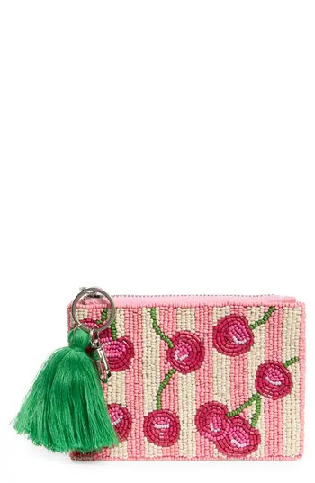 Collection XIIX Stripe Cherry Beaded Coin Pouch in Pink Multi at Nordstrom Rack | Nordstrom Rack