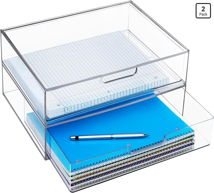 STORi STAX Plastic Stackable Organizer Drawers (Set of 2) Clear | 12.5" Wide | Set Includes Two O... | Amazon (US)