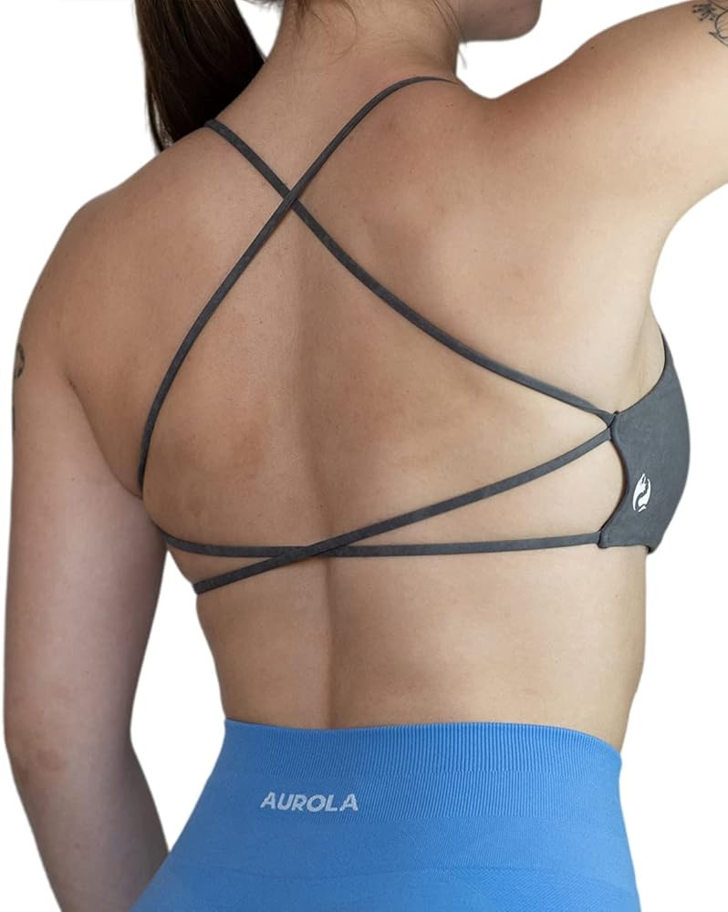 AUROLA Workout Sports Bras Women Athletic Removable Padded Backless Strappy Criss Cross Light Suppor | Amazon (US)