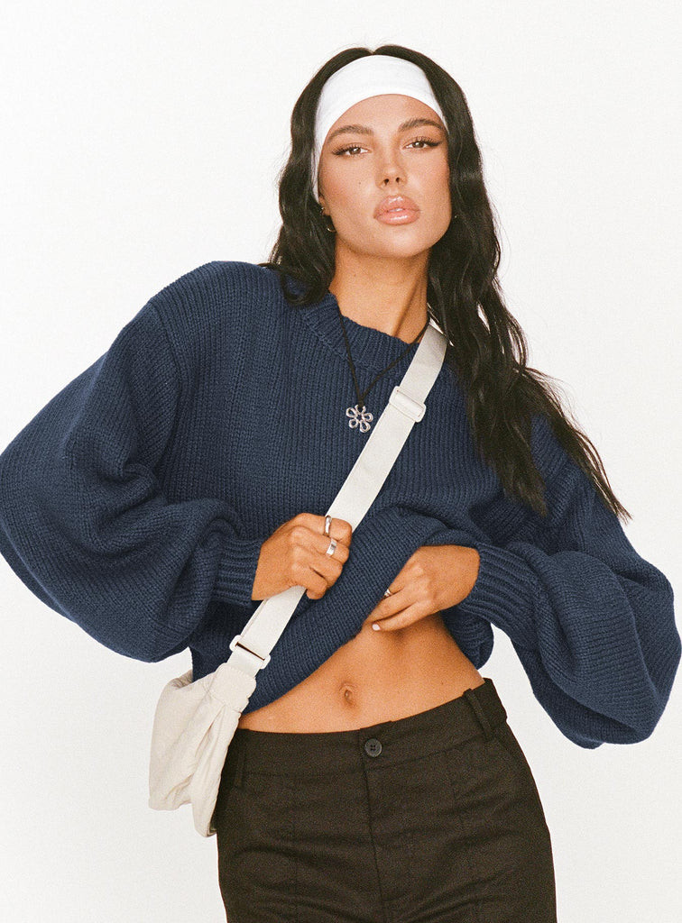 Harmony Knit Sweater Navy | Princess Polly US