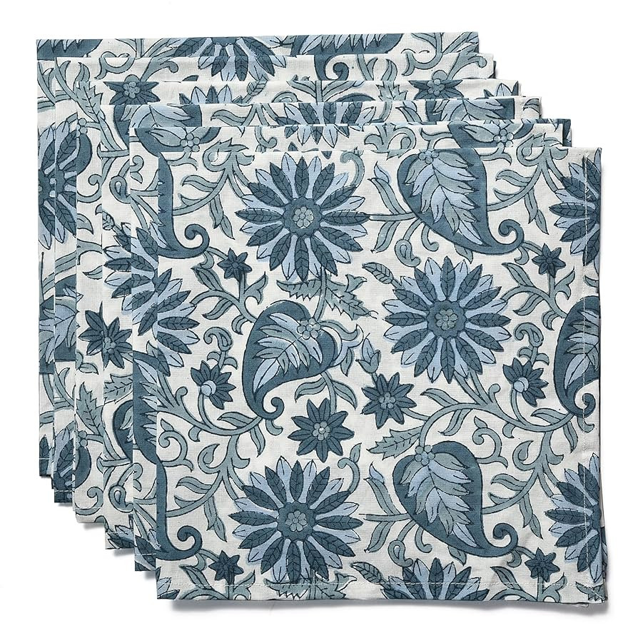 CPC Cloth Napkins Set of 6 Cotton Printed Dinner Hand Print Napkins I Wedding Cocktail Cloth Flor... | Amazon (US)