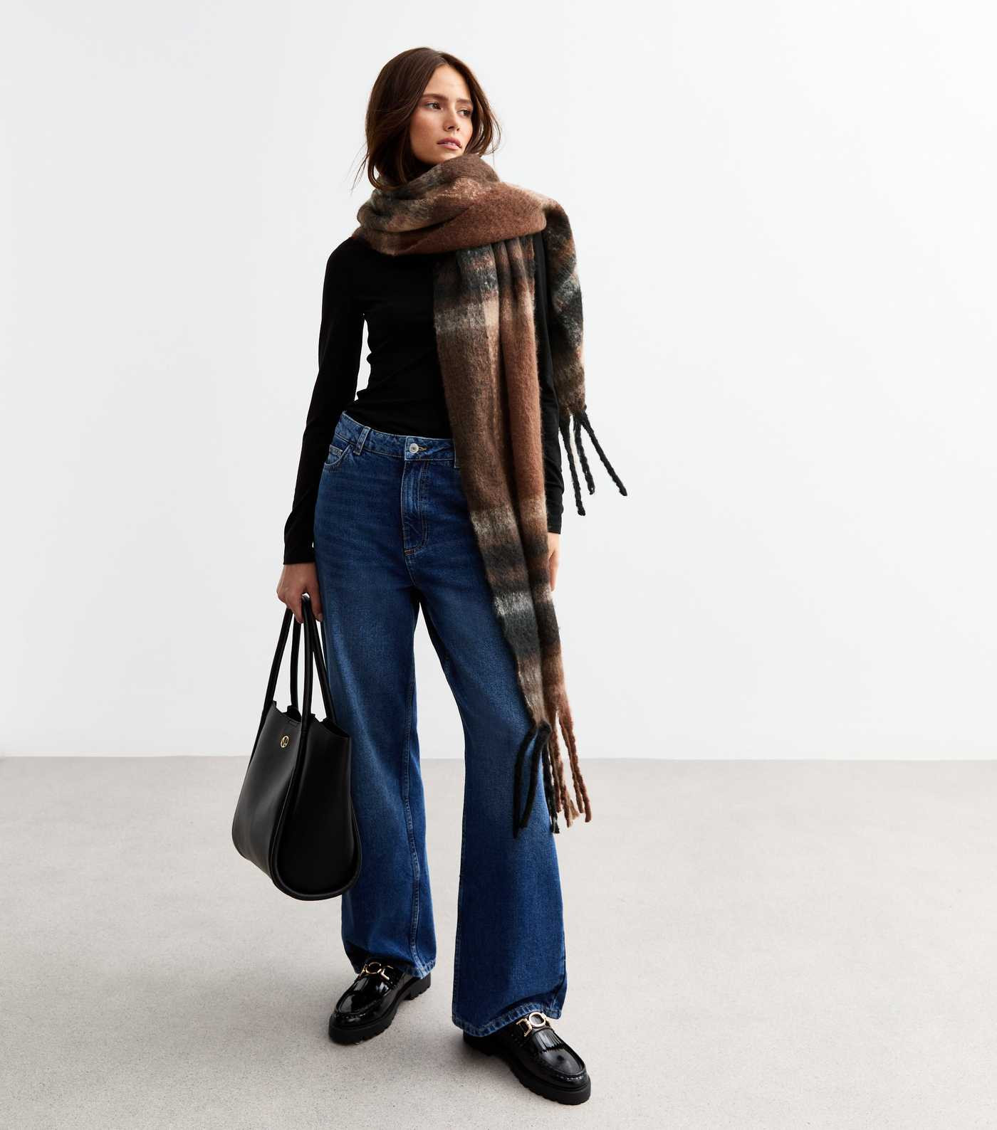 Brown Heavyweight Brushed Check Scarf
						
						Add to Saved Items
						Remove from Saved Ite... | New Look (UK)