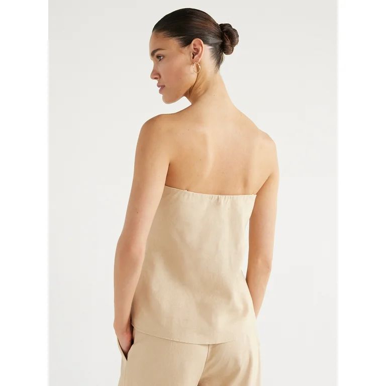 Scoop Women's Strapless Linen Blend Top with Detachable Straps, Sizes XS-XXL | Walmart (US)