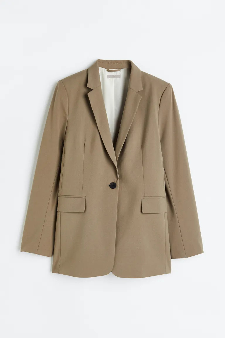 Single-breasted jacket - Khaki green - Ladies | H&M GB | H&M (UK, MY, IN, SG, PH, TW, HK)