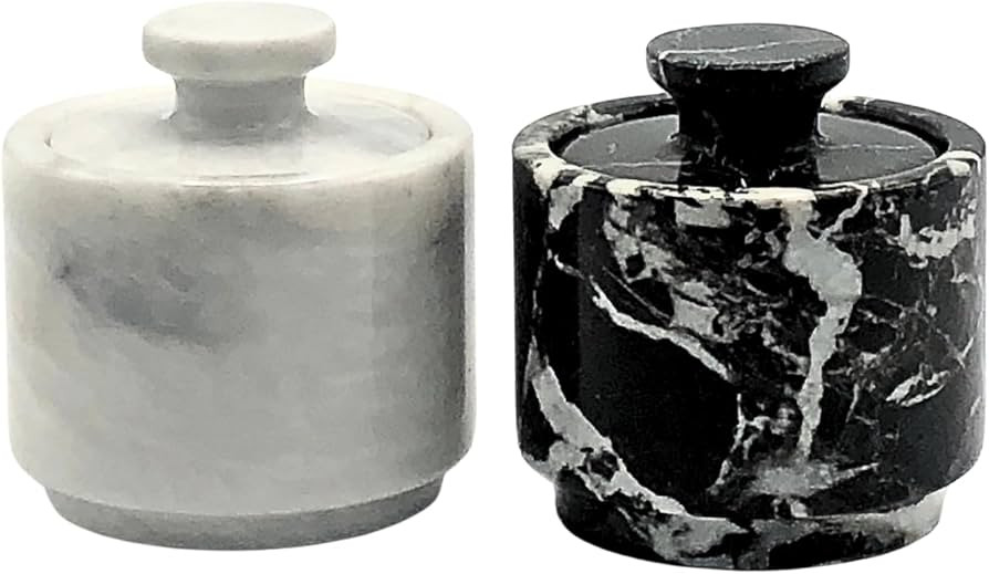 Premium Marble Salt Cellar with Lid 2 Pack | 3.5 oz Kitchen Storage Container | Elegant Cooking S... | Amazon (US)