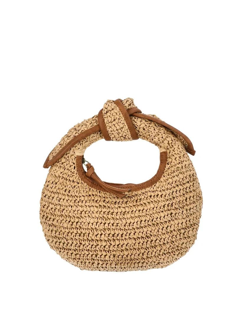 Time and Tru Women's Top Knot Mini Crescent Bag, Natural | Walmart (US)