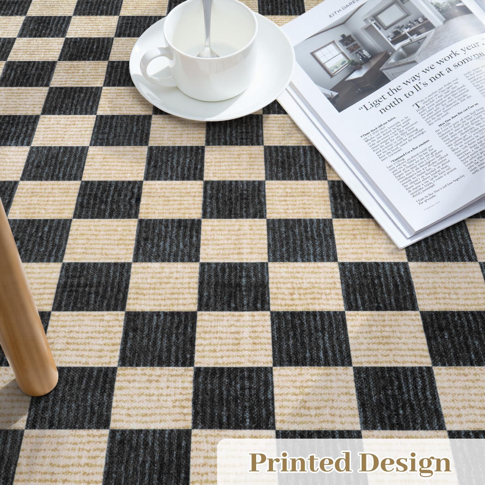 LIVEBOX 8x10 Area Rugs for Living Room, Checkered Non-Slip Washable Rugs, Farmhouse Neutral Classic Geometric Pattern Large Boys Area Rug for Bedroom, Carpet for Dining Room Office (Black,8'x10') | Amazon (US)