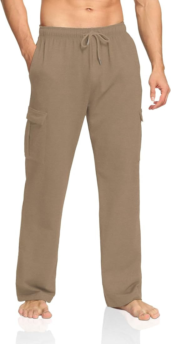 Agnes Urban Men's Cargo Sweatpants Open Bottom Straight Leg Casual Loose Fit Baggy Athletic Jogger P | Amazon (US)