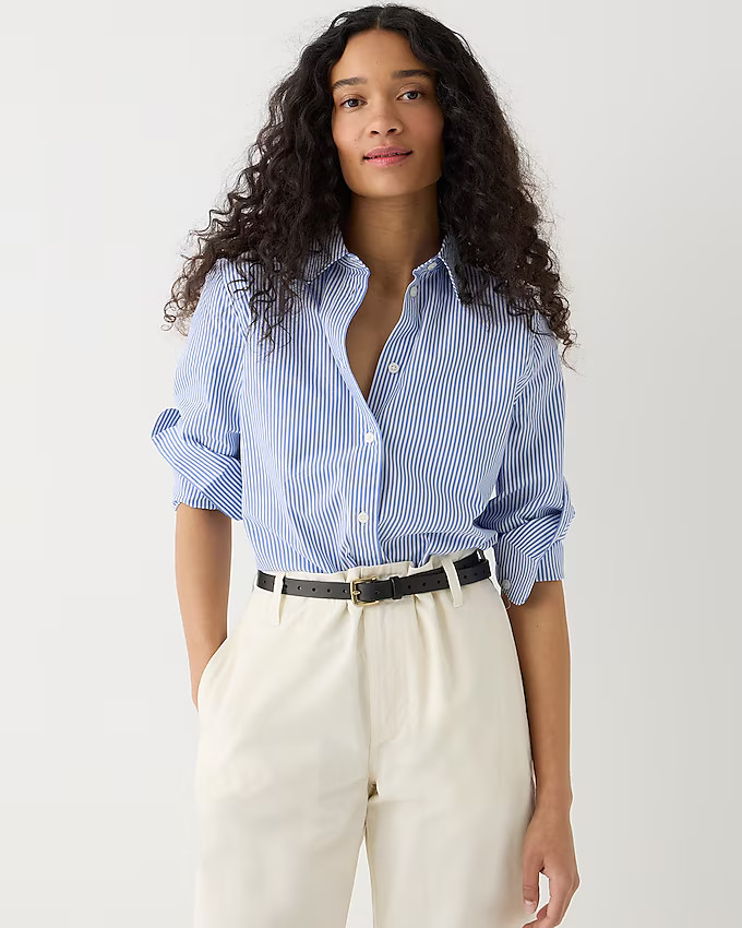 Slim-fit stretch cotton poplin shirt in stripe | J. Crew US