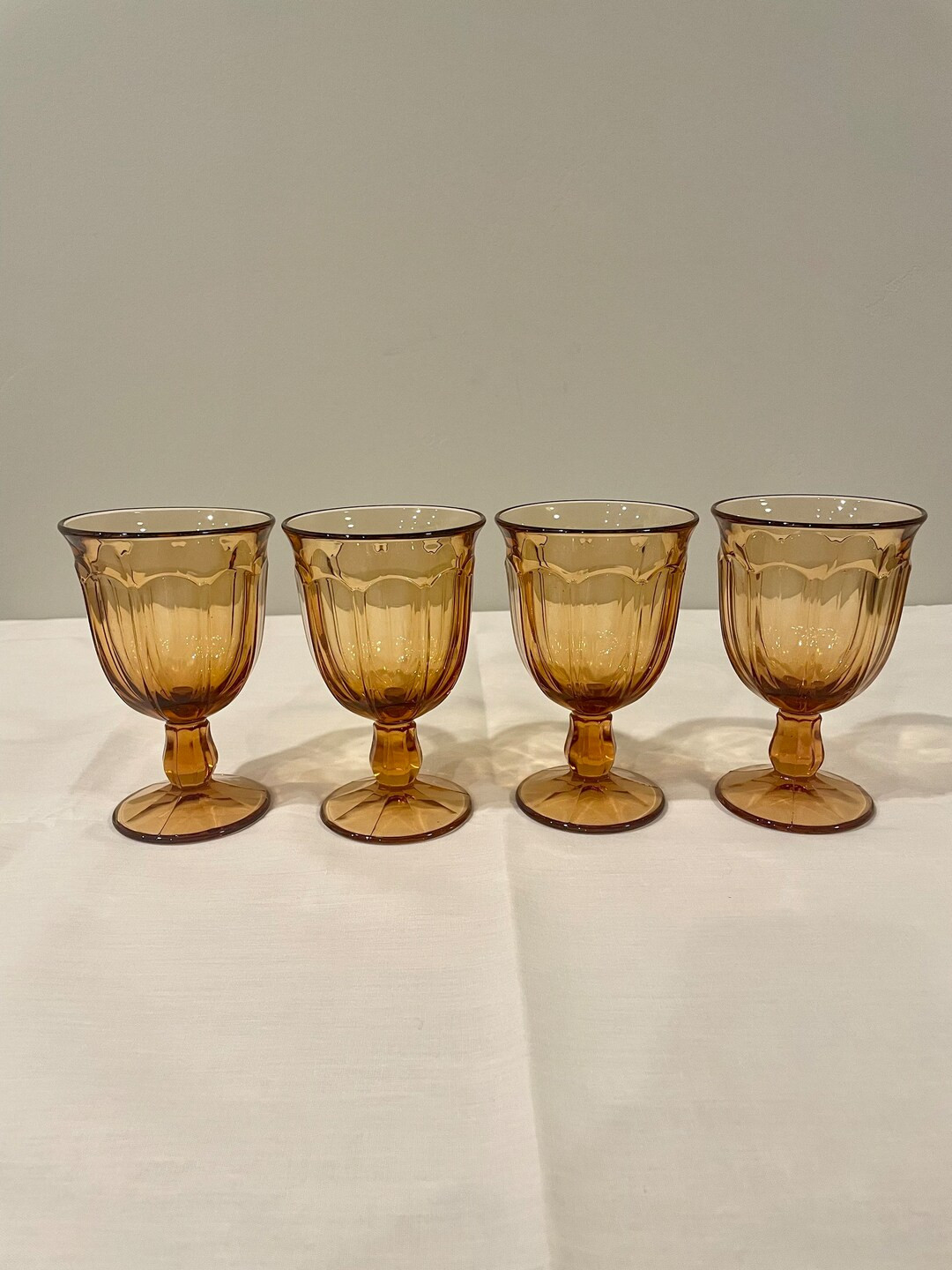 Vintage Amber Goblets | Etsy (US)