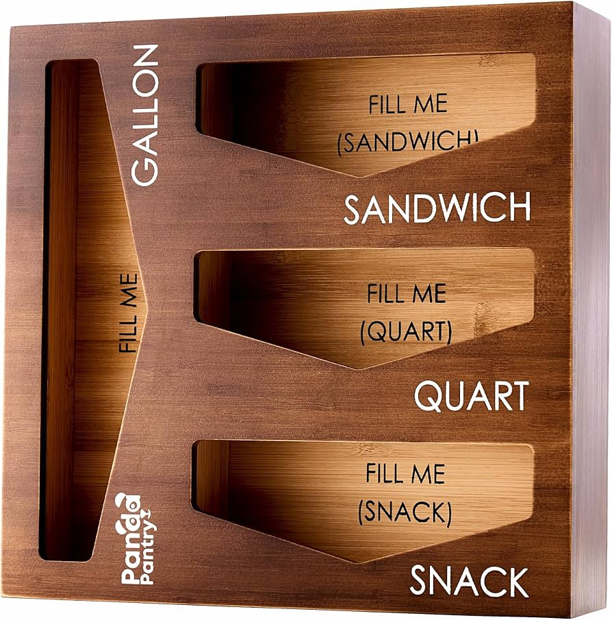 Panda Pantry Ziplock Bag Organizer with Magnetic Lid | Bamboo Kitchen Drawer Organizer and Ziploc... | Amazon (US)