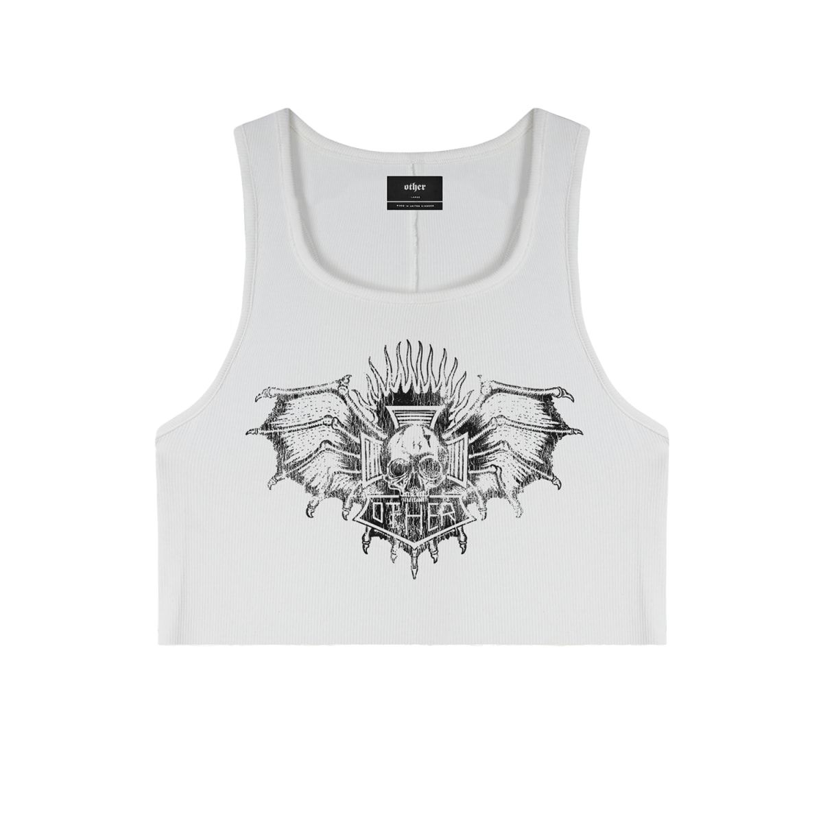 Death Skull - Cropped - Ribbed Vest - Ice White | Wolf & Badger (US)