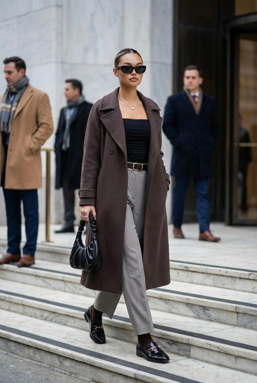 An easy elevated work outfit I keep reaching for — tailored trousers, a structured coat, and classic loafers for that clean city look. This neutral winter outfit works for casual offices, meetings, or everyday errands while still feeling polished. I’m wearing size small and women’s size 8 for reference.

#LTKWorkwear #LTKHoliday #LTKdayinmylife