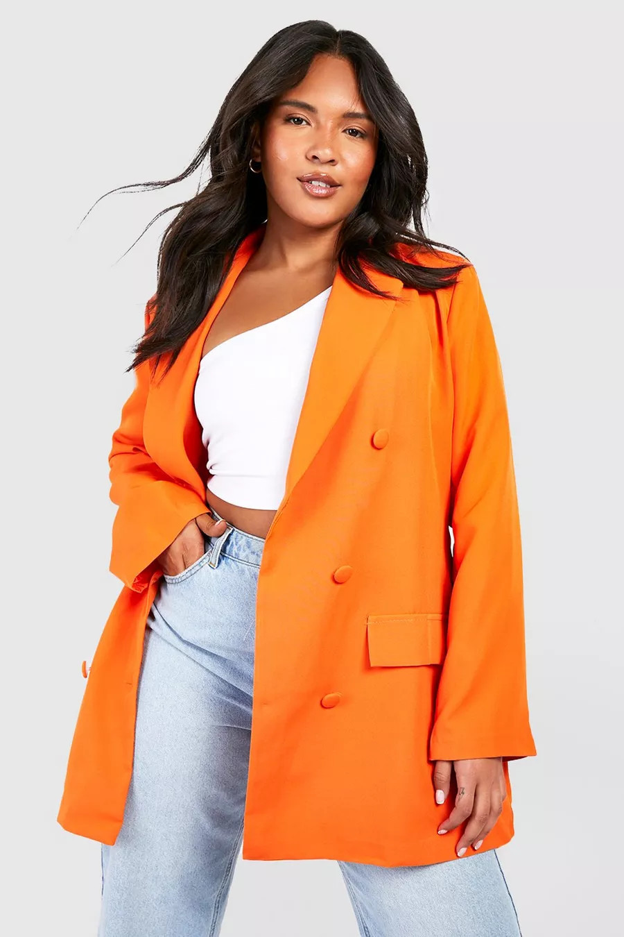 Plus Color Pop Longline Blazer | boohoo (US & Canada)