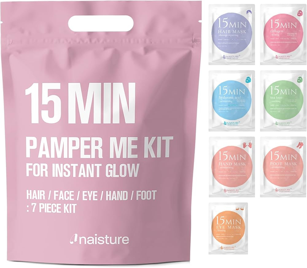 15 Min Pamper Me Kit by Naisture – Korean Spa and Skincare Kit for Women with Hair Mask, Hand a... | Amazon (US)