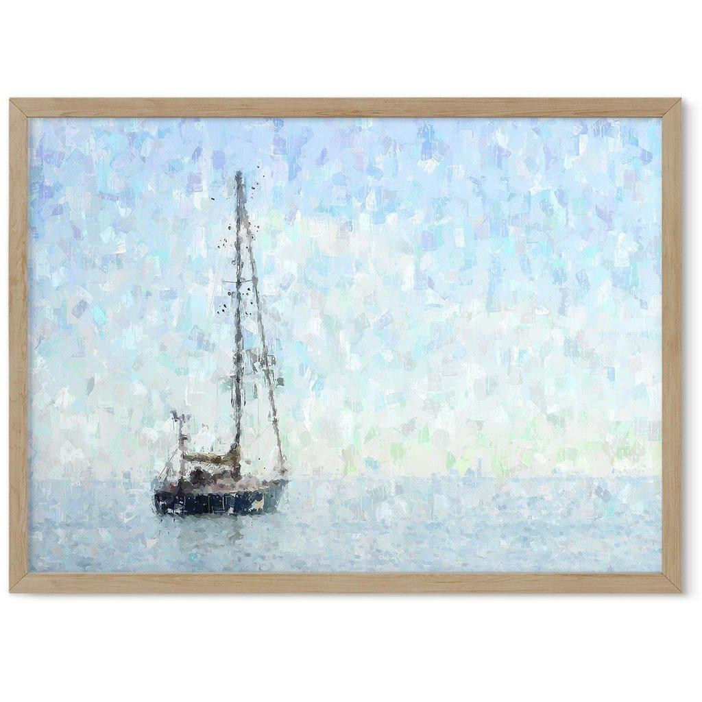Impressionist Sky Blue Boat Art Print | Abstract House