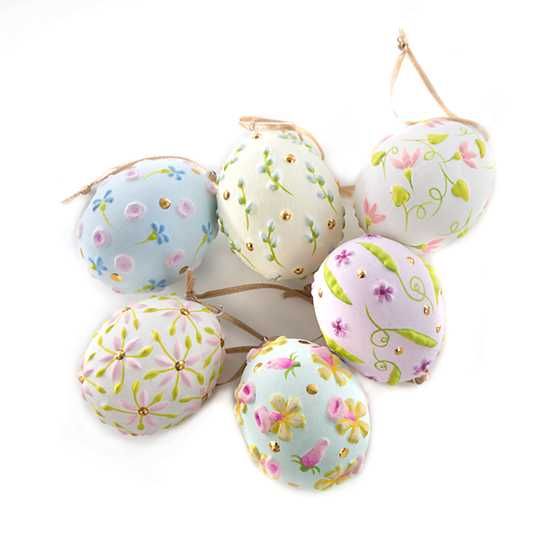 Patience Brewster Pastel Floral Eggs, Set of 6 | MacKenzie-Childs