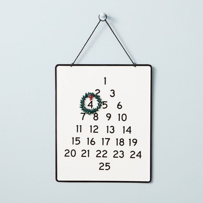 Metal Advent Calendar with Wreath Magnet Black/Cream - Hearth & Hand™ with Magnolia | Target