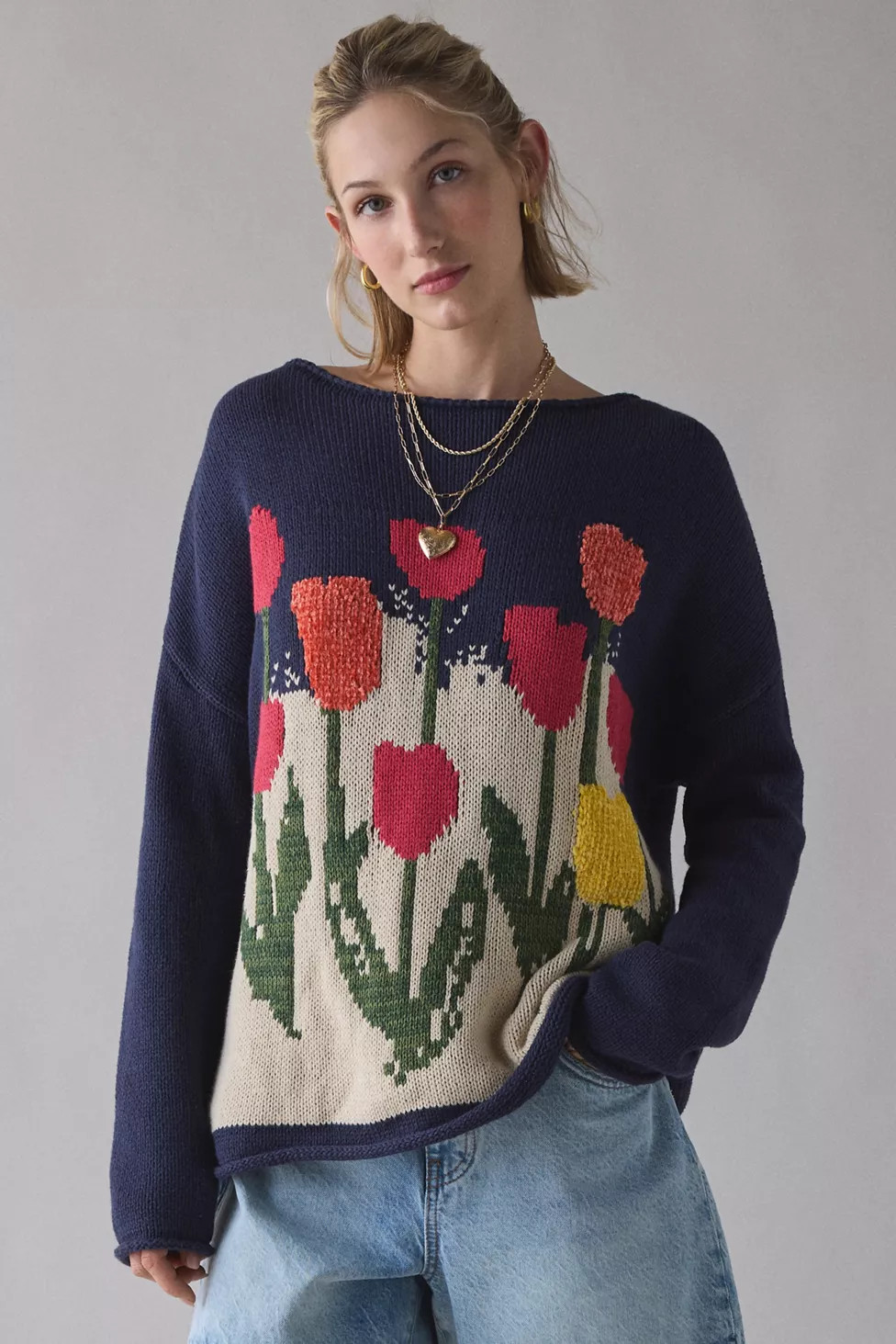 BDG Reagen Tulip Graphic Oversized Rollneck Sweater | Urban Outfitters (US and RoW)
