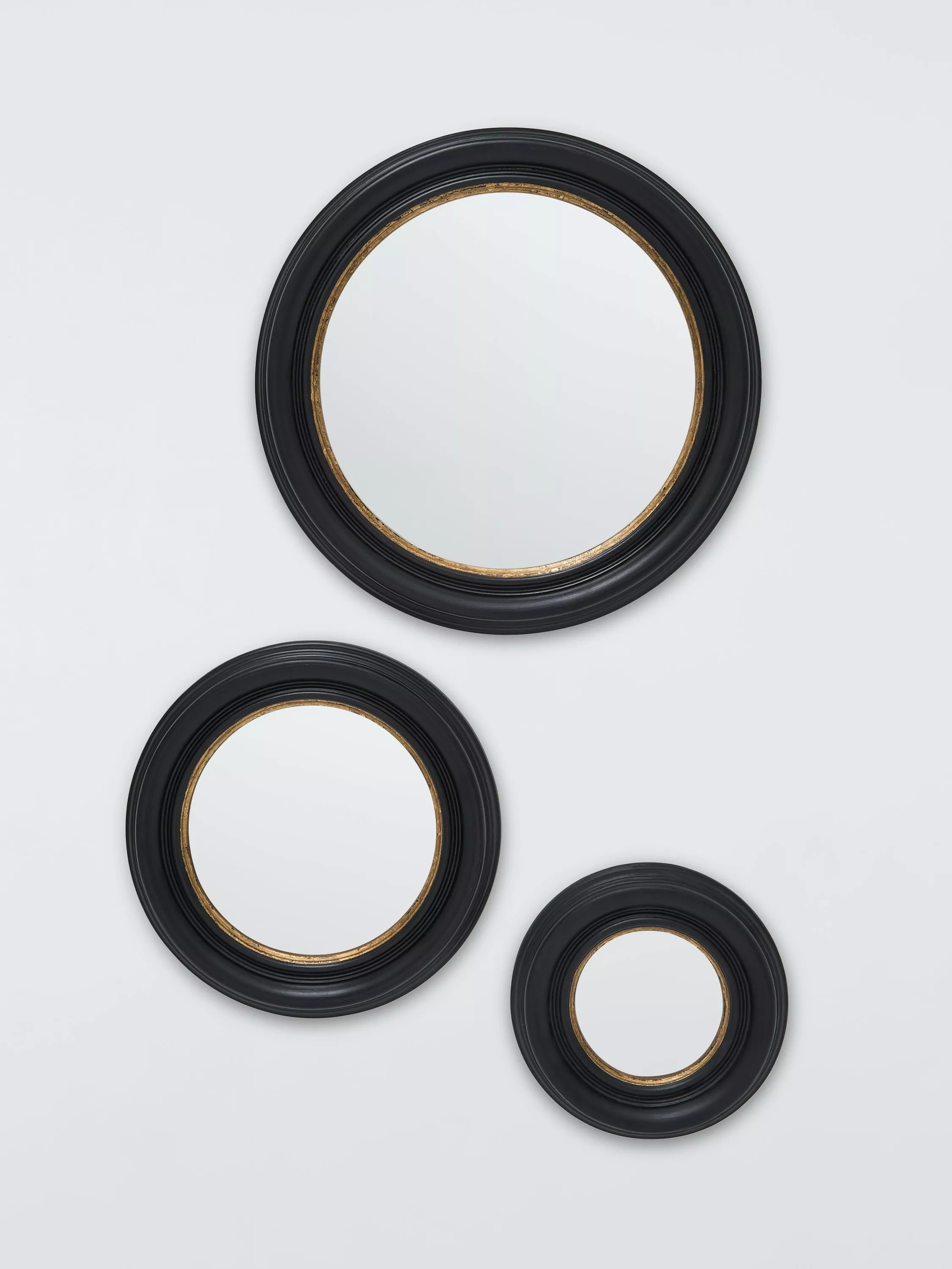 John Lewis Georgian Round Wall Mirrors, Set of 3, Black/Gold | John Lewis (UK)