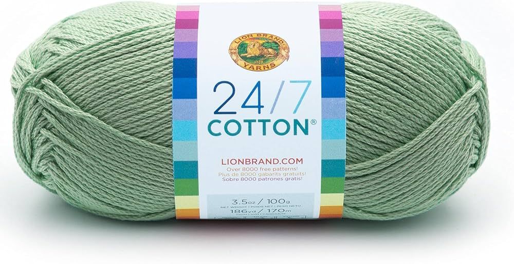 (1 Skein) 24/7 Cotton® Yarn, Mint | Amazon (US)