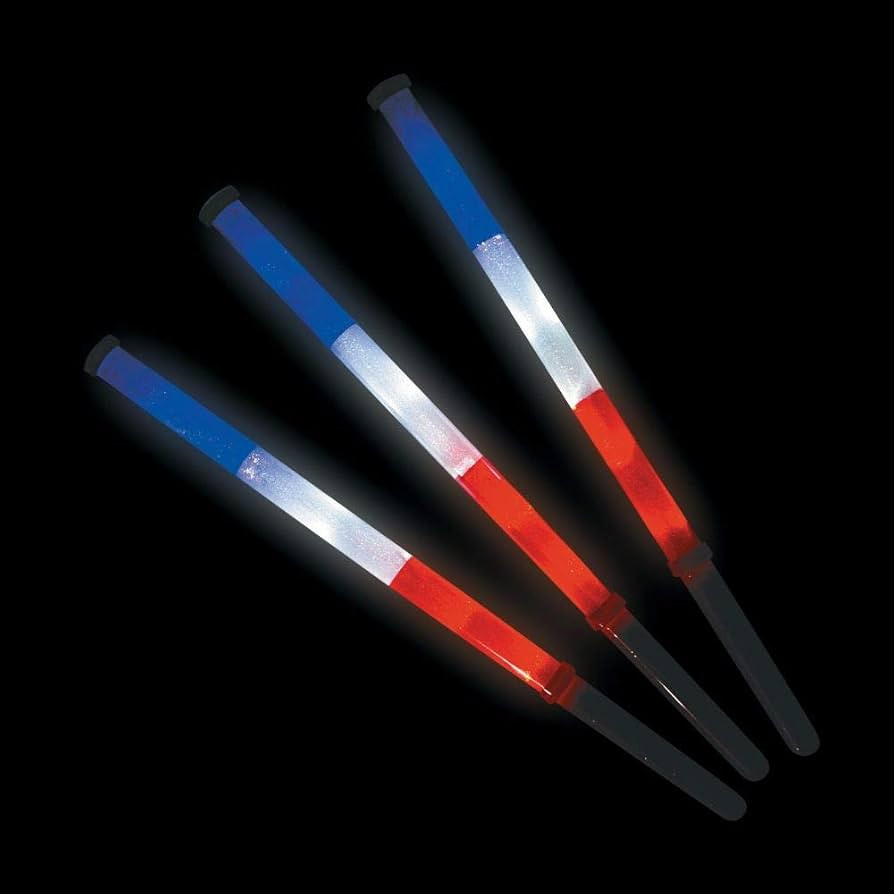 Fun Express Foam Glow Sticks Bulk Party Pack - 6 LED Light Up Wands for Kids & Adults | Patriotic... | Amazon (US)