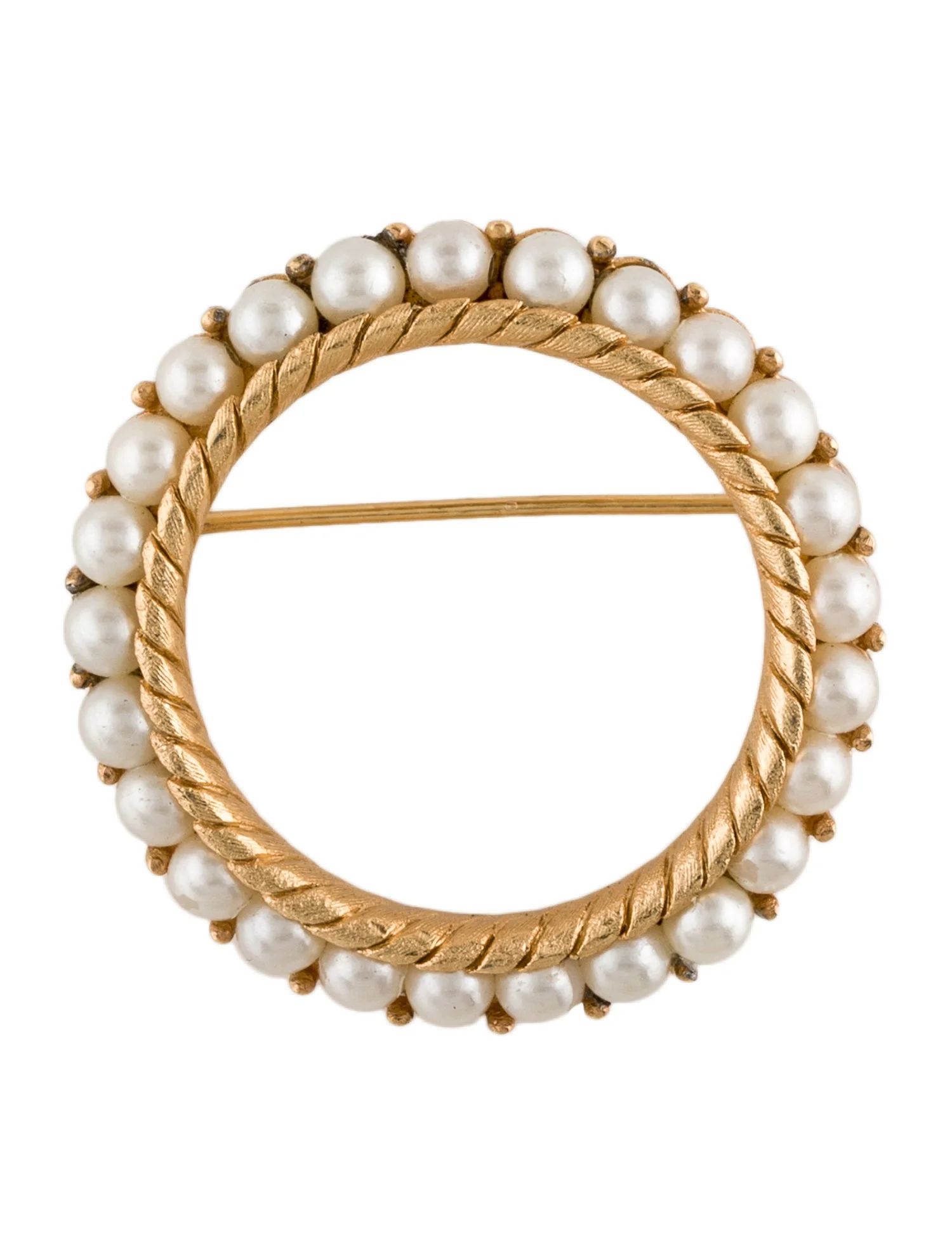 Faux Pearl Round Brooch | The RealReal