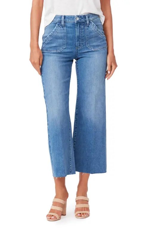 PAIGE Anessa High Waist Raw Hem Flare Leg Jeans in Reiley at Nordstrom, Size 24 | Nordstrom