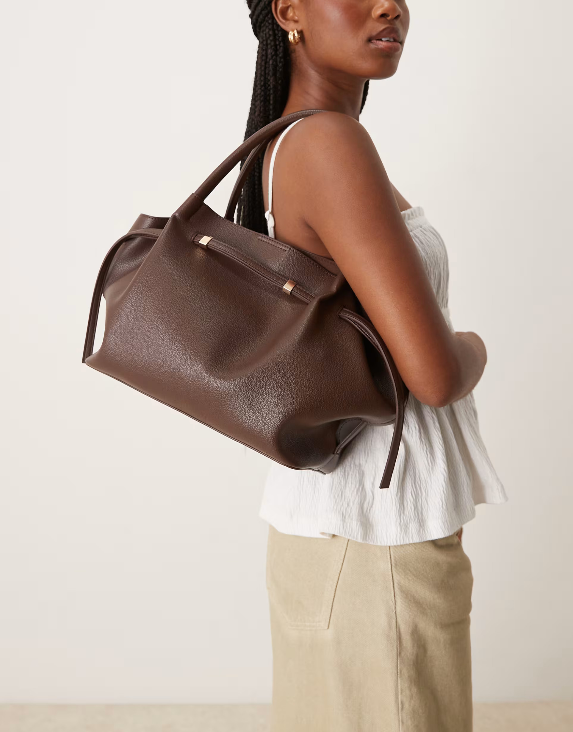 \u203a ASOS DESIGN slouchy belted tote bag in chocolate | ASOS (Global)