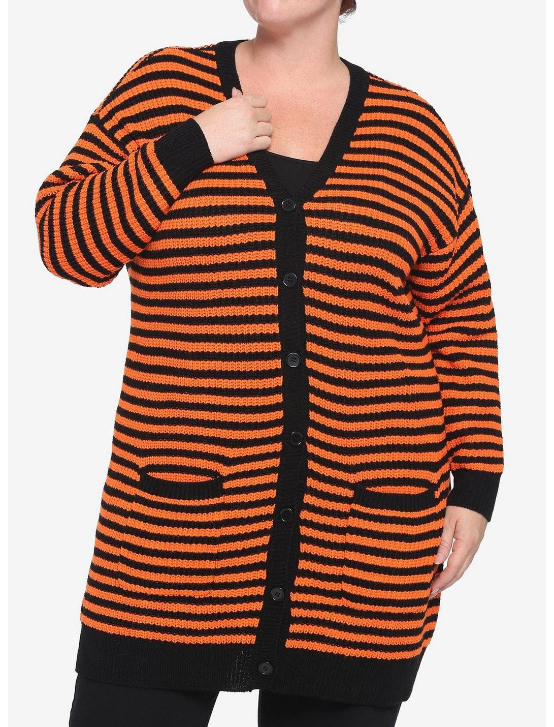 Orange & Black Stripe Oversized Girls Cardigan Plus Size | Hot Topic