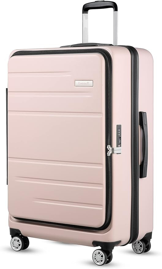 LUGGEX 26 Inch Large Checked Luggage with Spinner Wheels - PC Expandable Suitcase with Front Open... | Amazon (US)