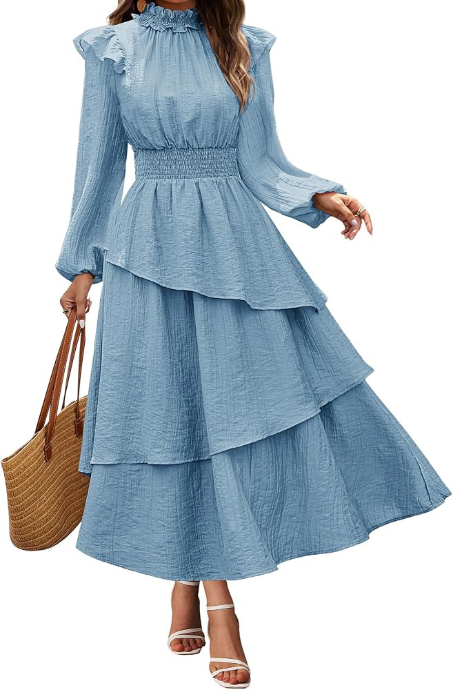 GRACE KARIN Women Dresses Casual A Line Swing Dresses Long Sleeve Maxi Dress Party Dress Renaissa... | Amazon (UK)