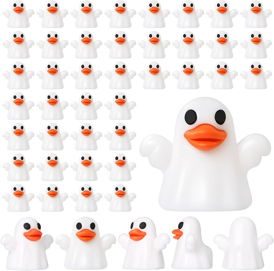 Gejoy 50 Pcs Mini Ghost Rubber Ducks Halloween Mini Duck Figurines Bulk Spooky Tiny Party Decorat... | Amazon (US)