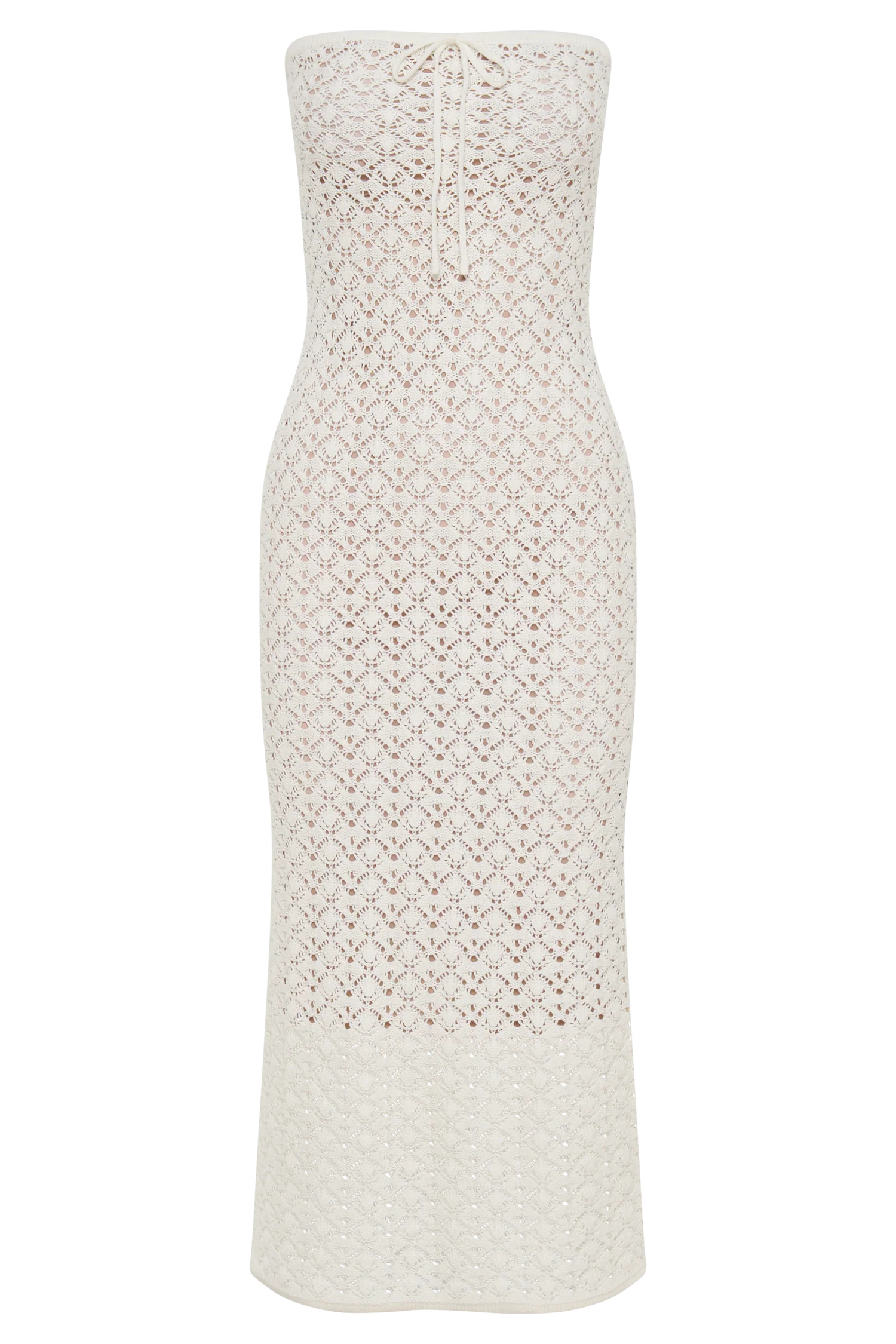 Delia Strapless Knit Midi Dress - Ivory | MESHKI US