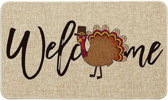 Artoid Mode Welcome Turkey Thanksgiving Welcome Decorative Doormat, Seasonal Fall Low-Profile Flo... | Amazon (US)