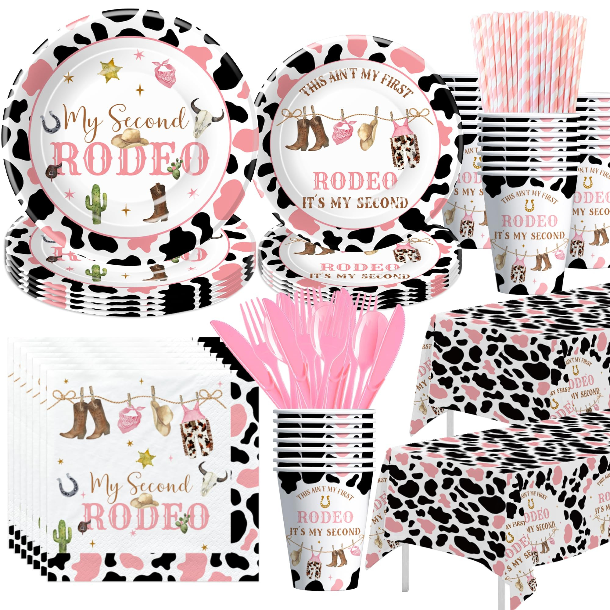 Western Cowgirl 2nd Birthday Decorations Tableware Girl, My Second Rodeo Birthday Party Supplies,... | Amazon (US)