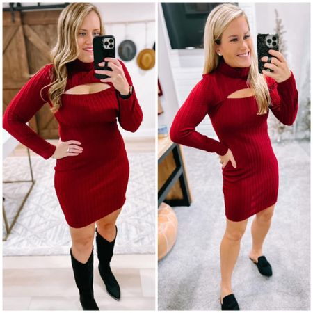 Bodycon Sweater Dress 

Fits TTS. Kati (left) is in a medium and Lauren (right) is in a small. 

Tall boots | miles | sweater dress | holiday dress | holiday outfit | Amazon fashion | Amazon finds | casual outfit | everyday style | winter fashion | winter outfits 

#LTKunder50 #LTKSeasonal #LTKstyletip