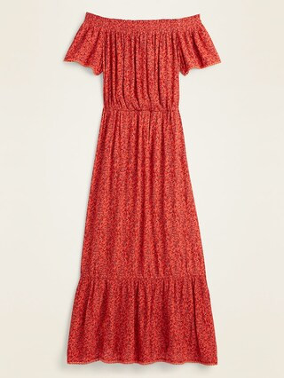 Floral-Print Off-the-Shoulder Waist-Defined Maxi Dress for Women | Old Navy (US)